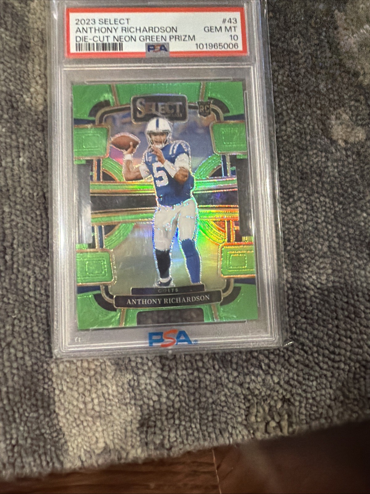 2023 Panini Select-Concourse Anthony Richardson#43 Green Prizm Die-Cut /599 (RC)