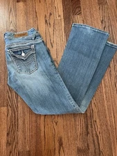 VIGOSS Womens Low Rise Fit Bootcut Thick Stitching Denim Blue Jeans Size 5 28