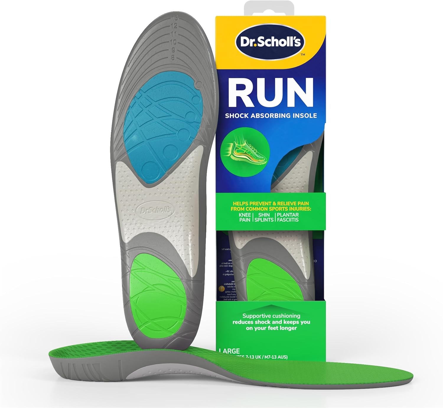 Dr. Scholl's Run Shock Absorbing Insoles for Running, Arch Support, UK Shoe