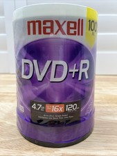Maxell DVD R 100 Pack 4.7 GB up to 16X 120 Minutes Write Once Single Sided New
