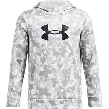 Under Armour Boys' Armour Fleece Big Logo All Over Print Hoodie Mod Gray/Black,