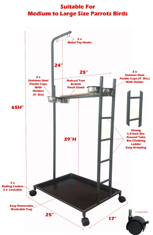 X-Grande Papagaio Pássaro Brincar Madeira Poleiro Brincar Ginástica Play Ground Escada Suporte - Imagem 3 de 4