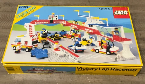 VTG 1988  LEGO 6395 Victory Lap Raceway Shell  Open Box  Sealed Bags 2 Opened