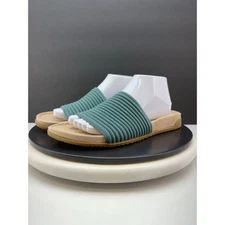 VIONIC Evie Compression Knit Womens Size 9.5 Wide Sandals Bodega Blue Stretch