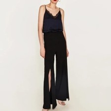 Zara Navy Black Lace Strap Jumpsuit Women s Small