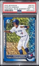 2022 BOWMAN CHROME PROSPECTS BLUE SHIMMER REFRACTOR MARTIN GIMENEZ 55/150 PSA 10