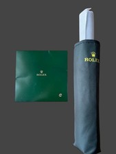 ROLEX Green Folding Umbrella Jump Open Novelty Unused New With Handkerchief