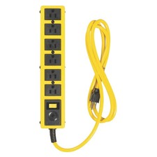 Coleman 5139 Power Outlet Strip, 6 Outlet, Yellow