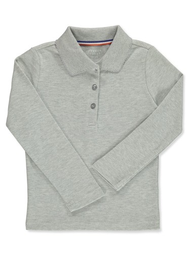 French Toast Girls' L/S Fitted Knit Polo with Picot Collar Color: black Size: 4 - Picture 2 of 20