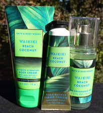 Bath  Body Works WAIKIKI BEACH COCONUT Fragrance Mist  Body  Hand Cream SET 3