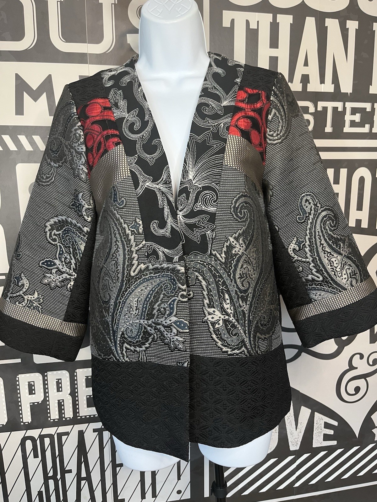 Chicos Kimono Style Blazer, Patchwork - image 1