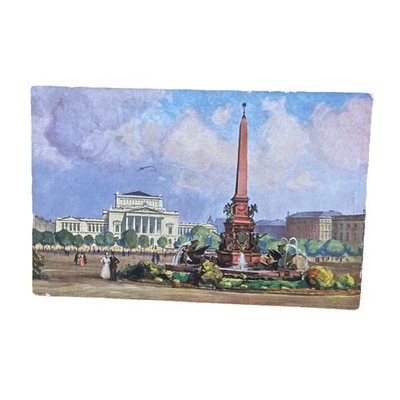 Postkarte AK Leipzig Augustusplatz Künstlerkarte Gelaufen 1916 Ansichtskarte