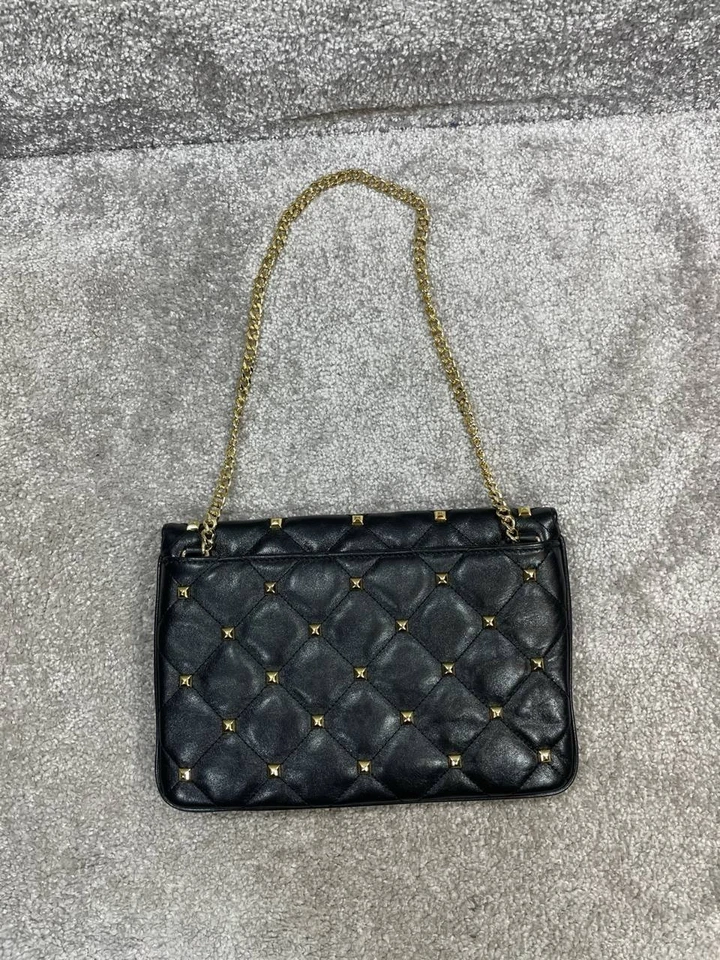 Bolsos Michael Kors Mujer Sloan Edredón Cuero Negro Tachonado Cadena Correa Hombro Foto 3 de 4