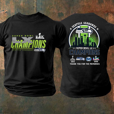 #ad Seattle Seahawks Super Bowl LX Champions 2026 Two T Shirt LX Champions Shirt $27.27