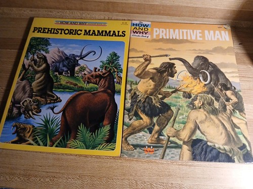 Wonder Book Of How And Why 2 Book Lot Primitive Man And Prehistoric Mammal - Picture 1 of 18