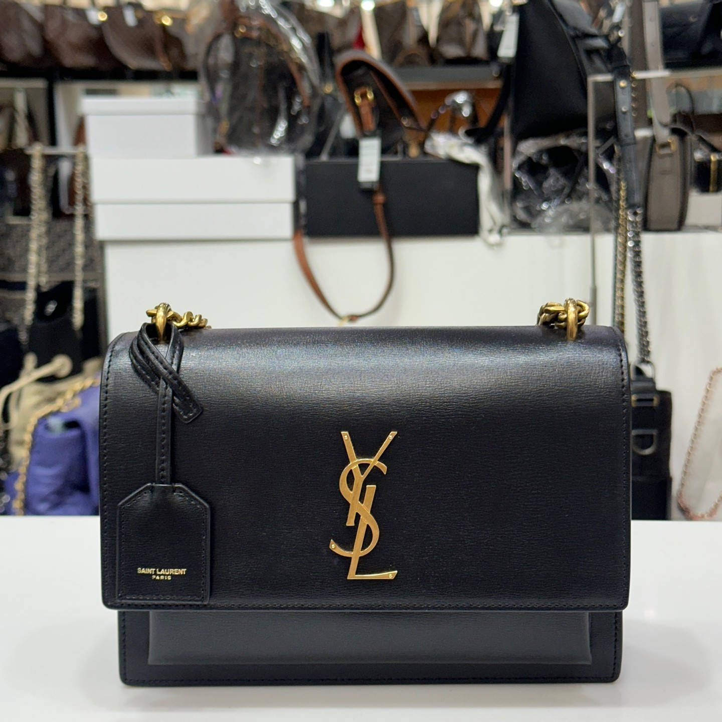 Saint Laurent Sunset borsa a tracolla media oro 442906 134105049