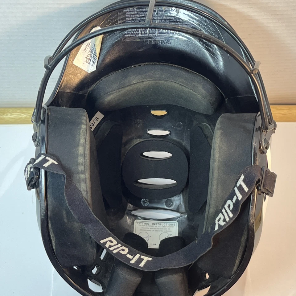 RIP-IT WLBH -S/M 6 - 6 7/8 Batting Helmet w/ Cage SOFTBALL WHITE & BLACK - Image 4 of 4