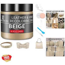 Leather Dye Paint - 8.5oz Beige Recoloring Balm for Easy Leather Restoration