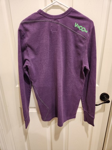 Volcom Mens Encore Marled Thermal Sweater Sz.L/Dark Purple/Lime green logos - Picture 6 of 9