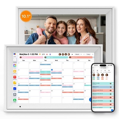 Linkdaze Digital Calendar, 10.1'' Electronic Calendar Chore 10.1 inch, White 