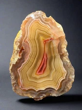 High-Grade Parallax Banded Laguna Agate | Bright Red & Yellow | Mexico | Polish