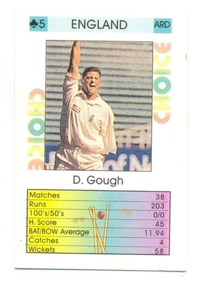 1998 CLASSIC CHOICE ODI Cricket Trump Cards - D Gough - ENGLAND - Image 1 of 2