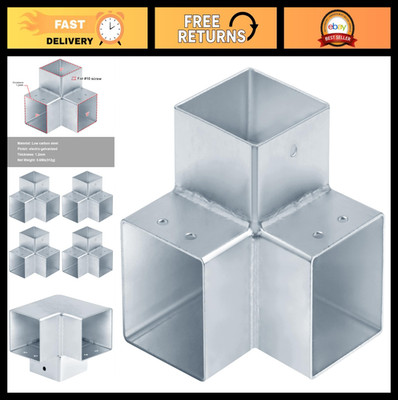 4 Pcs 2'' Square Tubing Connectors - 3 Way Corner Couplers for Structural Fencing