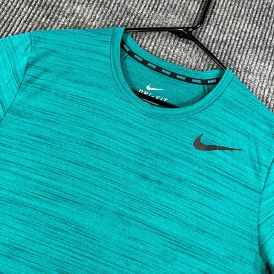 Nike Dri Fit Shirt Mens Medium Teal Short Sleeve Athletic Running Gym Workout