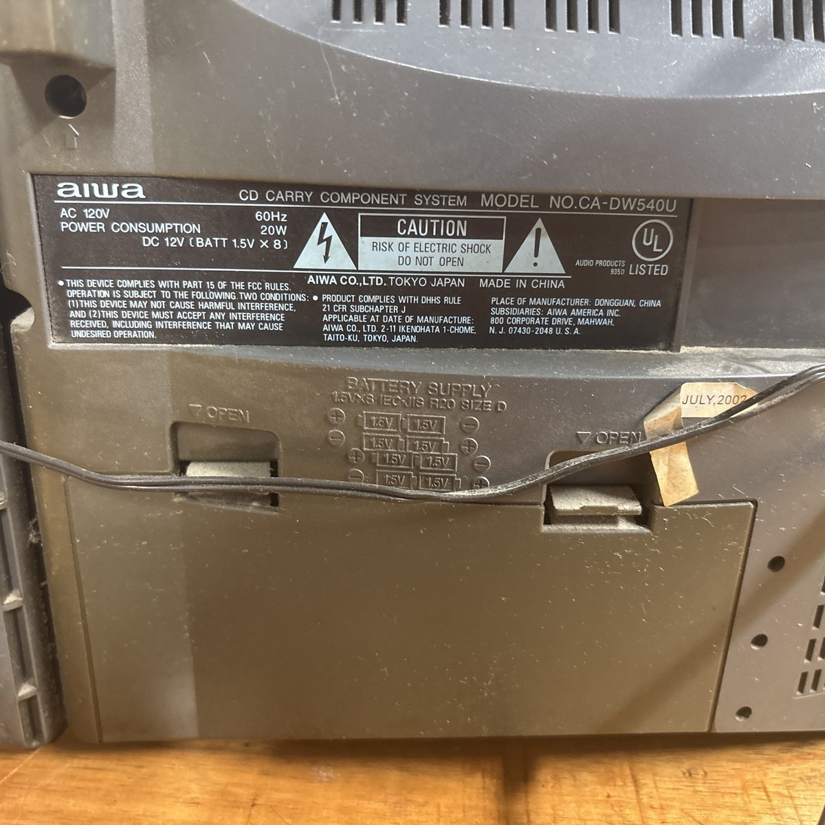 Aiwa CA-DW540 CD Carry Component System Radio CD Player Work Tape