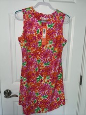Jude Connally Floral Vneck Sleeveless Dress Pink, Green, Orange, White NWT