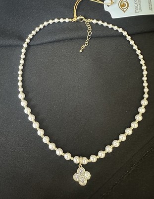 Eye Candy Pearl Necklace/ Charmed Cubic Zirconia 