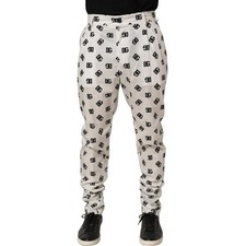 DOLCE & GABBANA Pants White Logo Skinny Leg Dress Men Trouser IT48/W34/M 1280usd