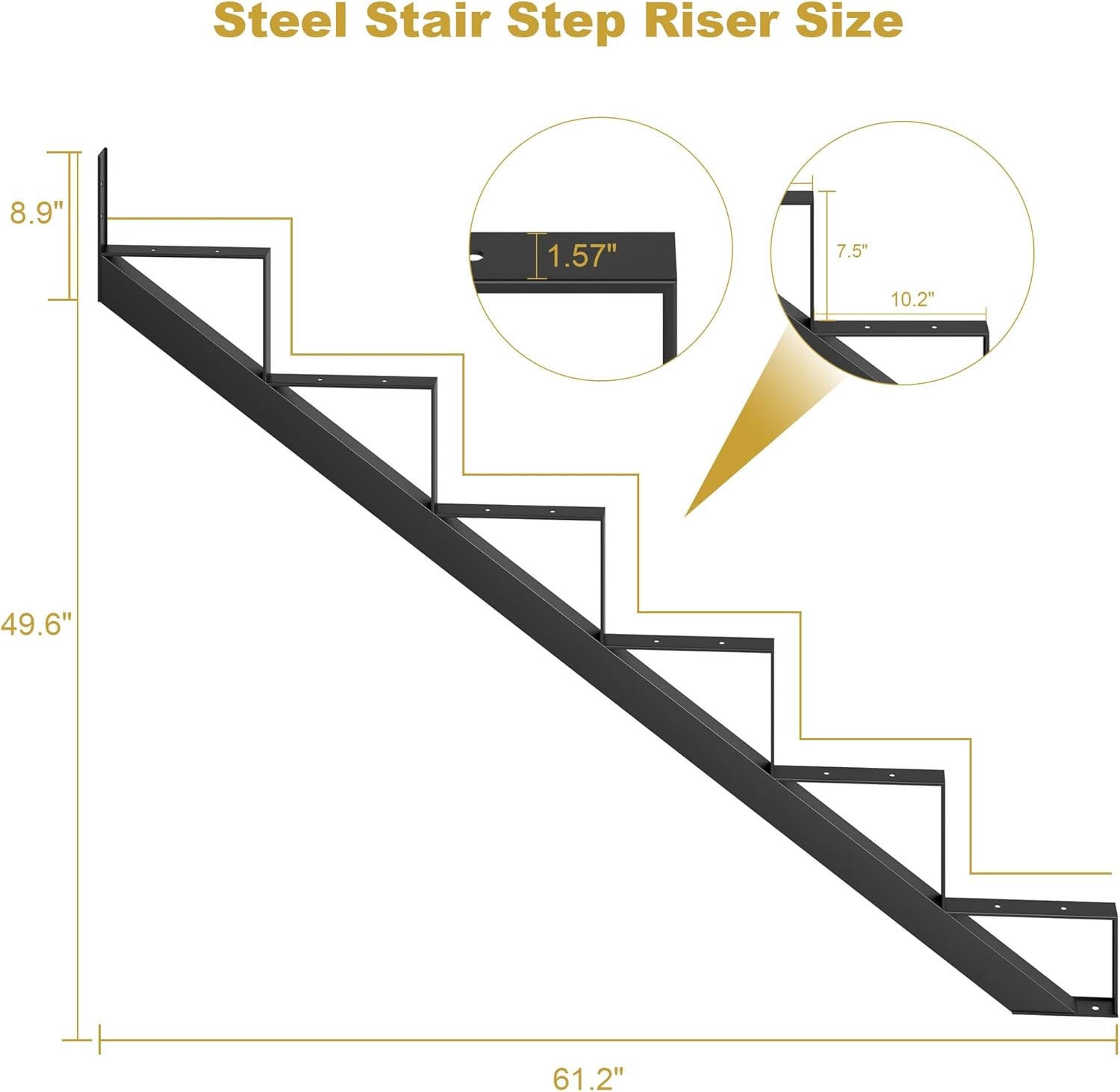 2pcs Steel Stair Riser Step Stair Stringer Metal Stair Step Riser for ...