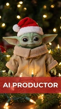 Cute Christmas Baby Yoda Art - Santa Hat Digital Download - start wars