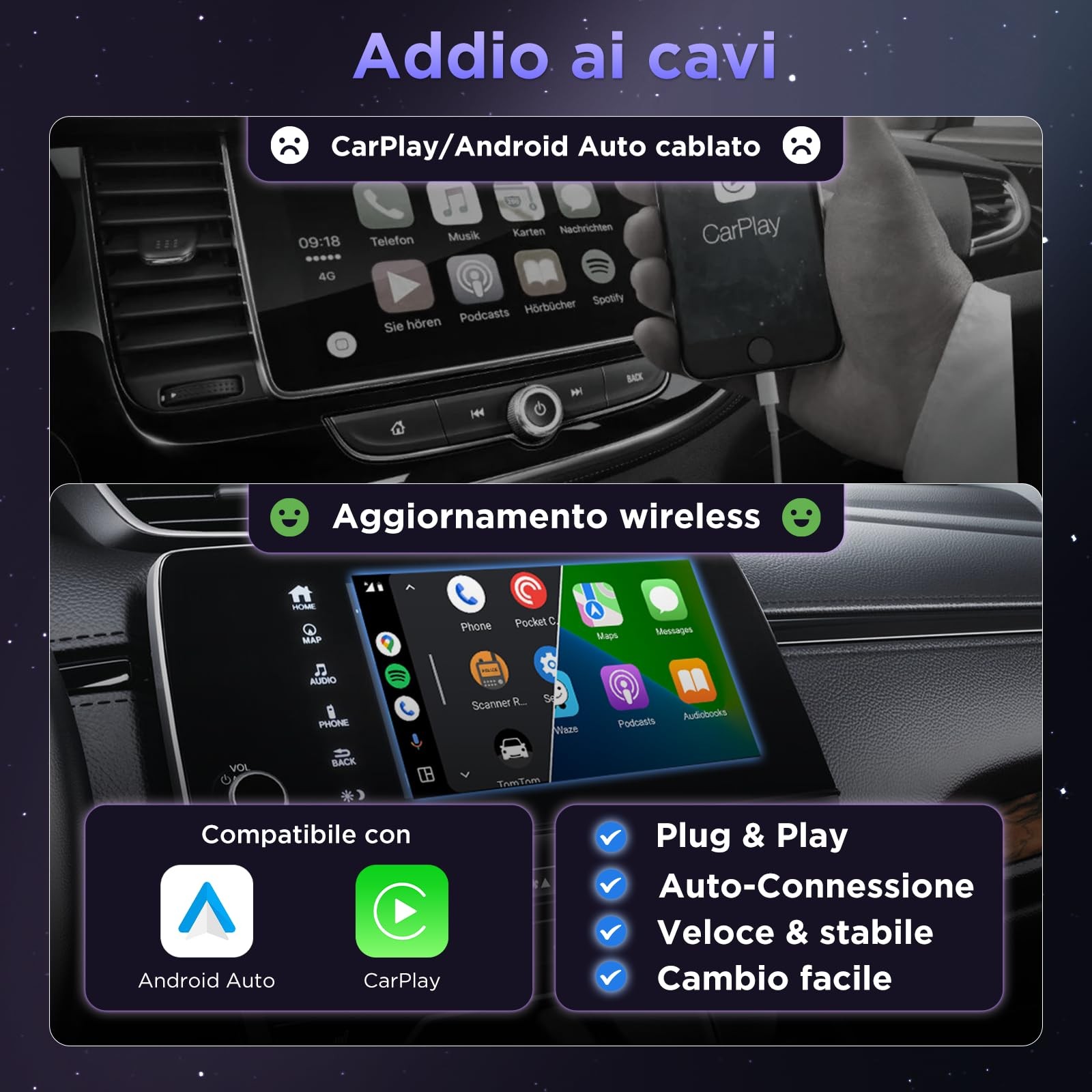 Msxttly Adattatore Wireless CarPlay e Android Auto U2ac 01 Converte - Miniatura 19