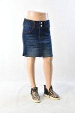 Little Girls Stretch Denim Skirt 14" short length dark wash size 4/6 JW0564
