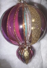 Vintage Pier One Glass Hand Painted   Stunning Christmas Ornament  New With Tags