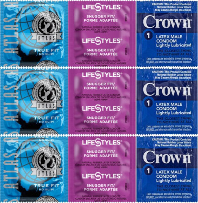 3 Small Snugger Tight Fit Lubricated Bulk Condoms Sampler Pack