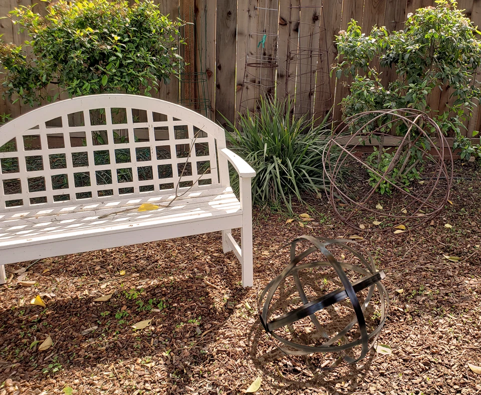 Esfera de acero adorno de césped jardín topiario 12"" metal acabado plateado se pliega plano Foto 3 de 4