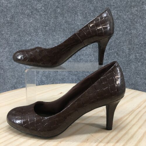 Comfort Plus by Predictions Shoes Womens 7 Pump Brown Faux Leather Casual 134563 - Picture 2 of 16