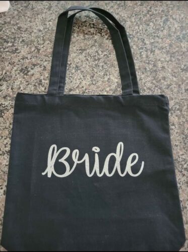 Bride Tote Bag - Black with Gold or Silver - Afbeelding 1 van 3