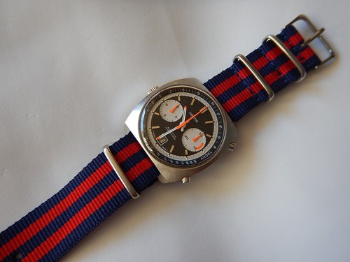 22 mm BRACELET OTAN MILITAIRE BLEU MARINE ET ROUGE IDEAL DIVER LIP NAUTIC YEMA - Picture 8 of 11