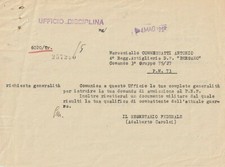 1942 - UFFICIO DISCIPLINA - 4 REGGIMENTO ARTIGLIERIA D.F. BERGAMO - P.M. 73 