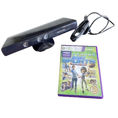 Microsoft Xbox 360 Kinect Sensor 1414 + 2 Games Sports Adventures Tested Clean