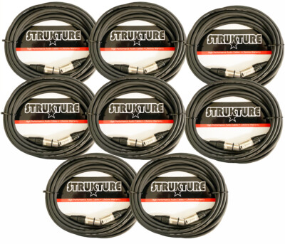 8x Strukture SMC20 High Performance Rubber XLR Microphone- 20 FT Cables 
