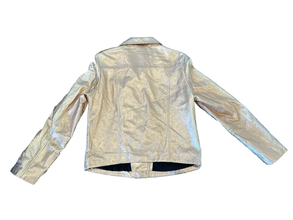 Neiman Marcus Moto Rose Gold Leather Jacket Sz:L (Retail $695) - Image 2 of 4