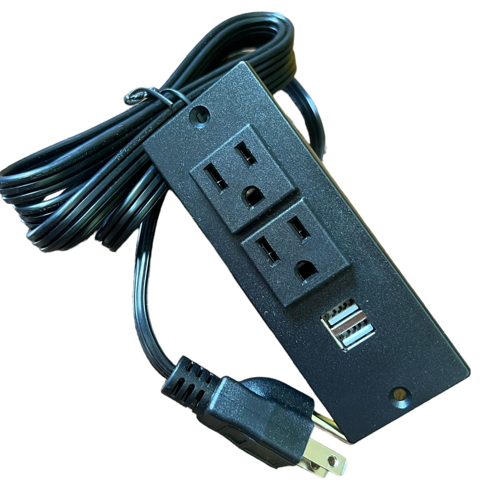 Desktop Power Strip with 2 Outlets 2 USB insert Mounting Built in Desk 125VAC