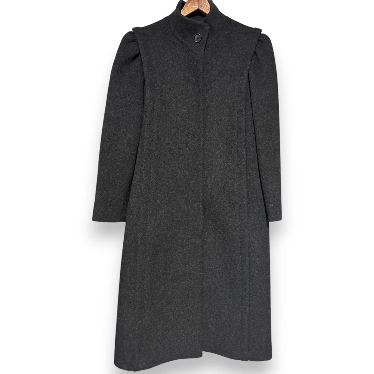 Manteau Trench Vintage Années 60 En Laine Vierge Gris - Taille 38, Motif Tartan, Occasion