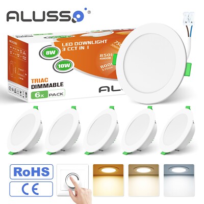 6er LED Einbauleuchte 8W/10W Dimmbar Flach Panel 1050lm Ultra Slim Bad Spot IP44