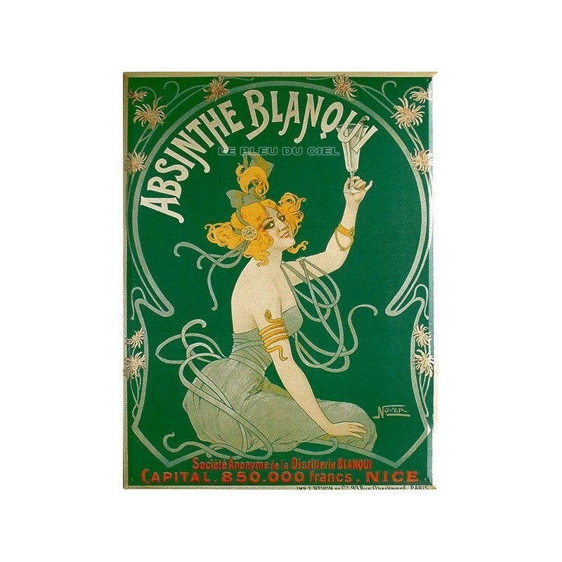 Plaque métal Absinthe Blanqui plate 30x40 cm sérigraphie publicitaire